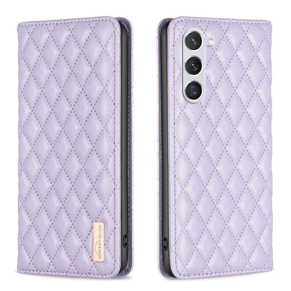 Per Samsung Galaxy S23 5G Diamond Lattice Custodia per cellulare magnetica in pelle (viola)