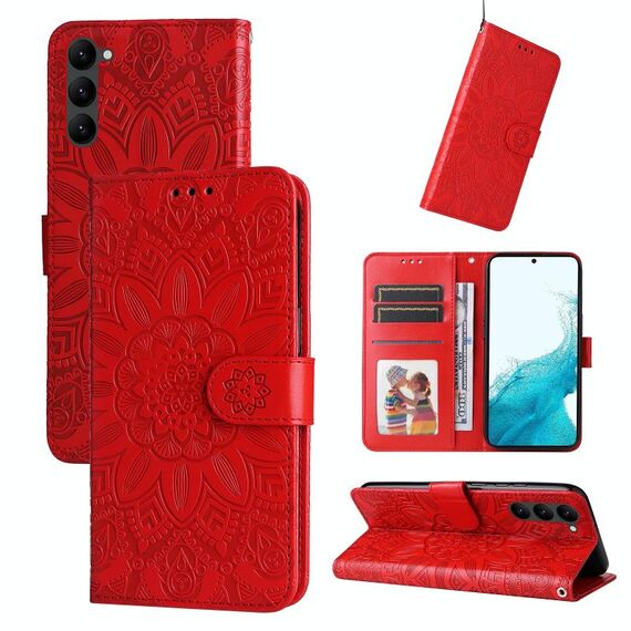 Per Samsung Galaxy S23 + 5G Custodia in pelle di girasole goffrata (rossa)
