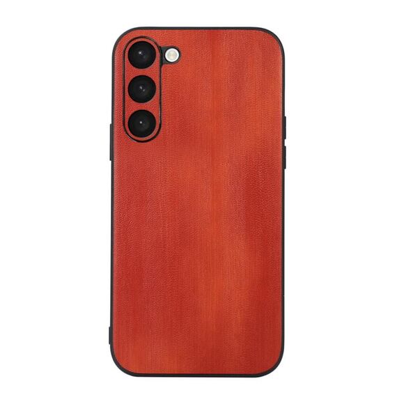 Per Samsung Galaxy S23 5G Custodia per telefono in PU con trama di mucca gialla (marrone)