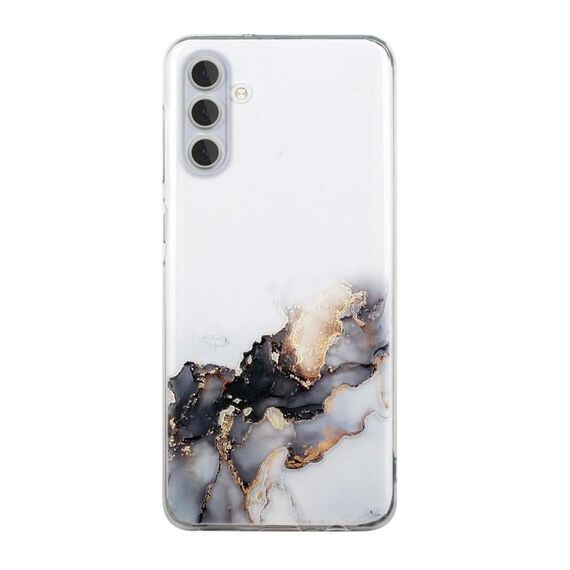 Custodia protettiva per telefono con foro preciso in TPU per Samsung Galaxy S23 5G con motivo marmo cavo (nero)