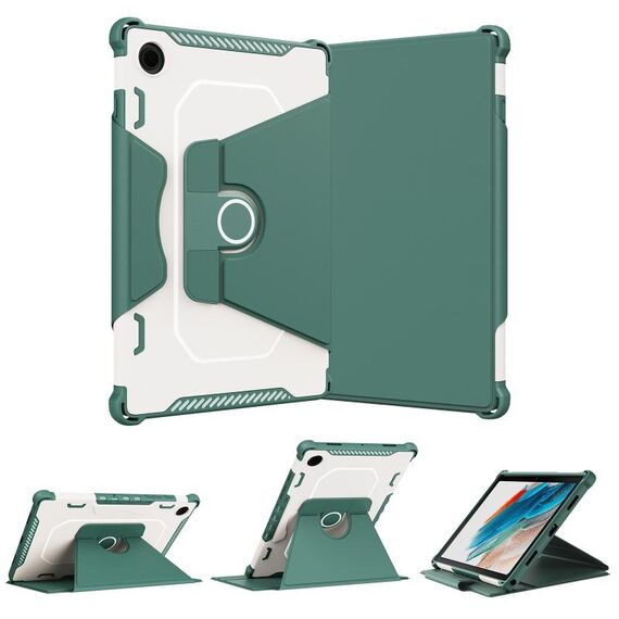 Per Samsung Galaxy Tab A8 10.5 2021 Custodia in pelle per tablet corazzata con rotazione a 360 gradi (verde)