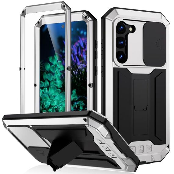Per Samsung Galaxy S23 + 5G R-JUST Custodia per telefono scorrevole antiurto impermeabile antipolvere (argento)