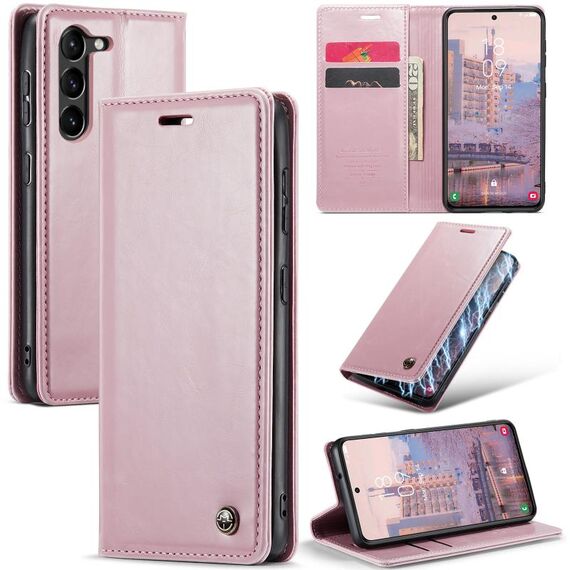 Custodia in pelle per Samsung Galaxy S23 5G CaseMe 003 Crazy Horse Texture (oro rosa)