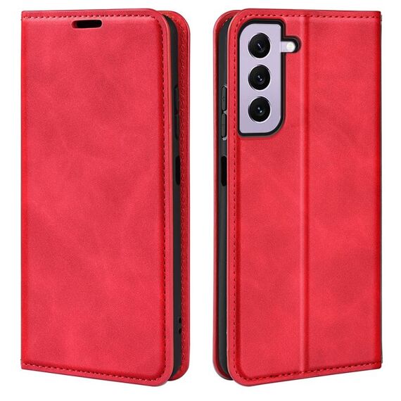 Per Samsung Galaxy S23 5G Custodia per telefono in pelle con ventosa magnetica retro-pelle (rossa)