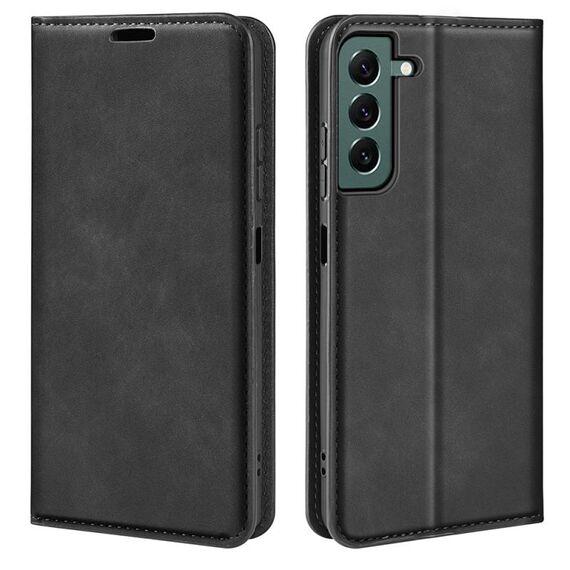 Per Samsung Galaxy S23 + 5G Custodia in pelle con ventosa magnetica retro-pelle (nera)
