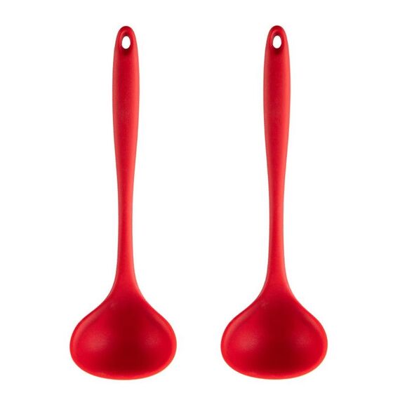 2 pentole in silicone antiaderenti resistenti alle alte temperature, stile: cucchiaio da minestra (rosso)