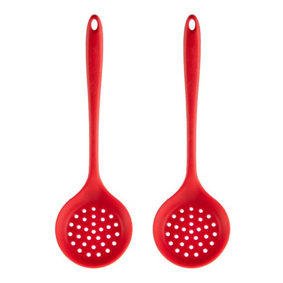 2 pentole in silicone antiaderenti resistenti alle alte temperature, stile: cucchiaio per perdite (rosso)
