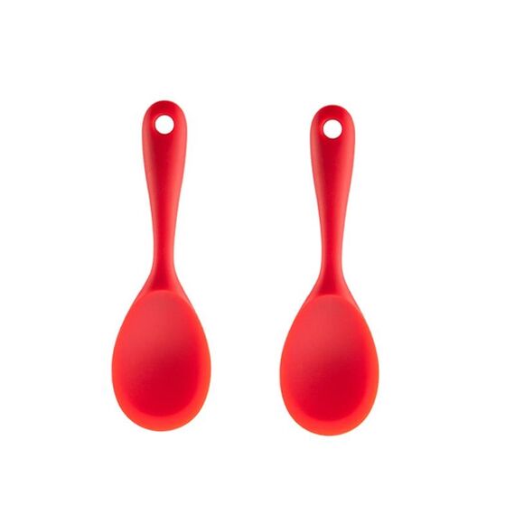 2 pentole in silicone antiaderenti resistenti alle alte temperature, stile: cucchiaio di riso (rosso)