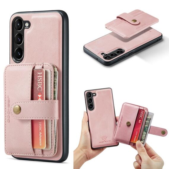 Per Samsung Galaxy S23 5G JEEHOOD Custodia per telefono in pelle magnetica antifurto RFID (rosa)