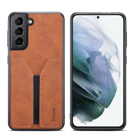 Per Samsung Galaxy S23+ 5G Denior DV Elastic Card PU Cover posteriore Custodia per telefono (marrone)