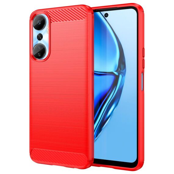 Per Infinix Hot 20 Custodia per telefono TPU in fibra di carbonio con texture spazzolata (rosso)