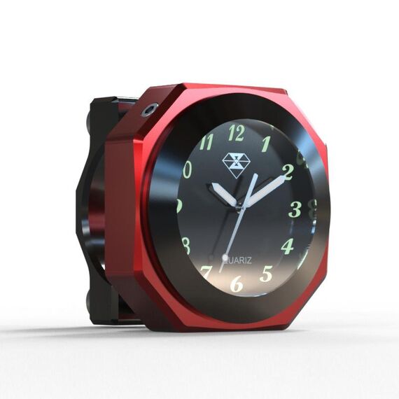 Indicatore di temperatura dell'orologio da esterno impermeabile per moto L1, colore: orologi nero rosso