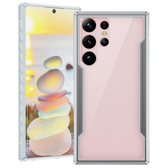 Per Samsung Galaxy S23 5G Defender Metal Clear PC Custodia morbida in TPU per telefono (grigio)
