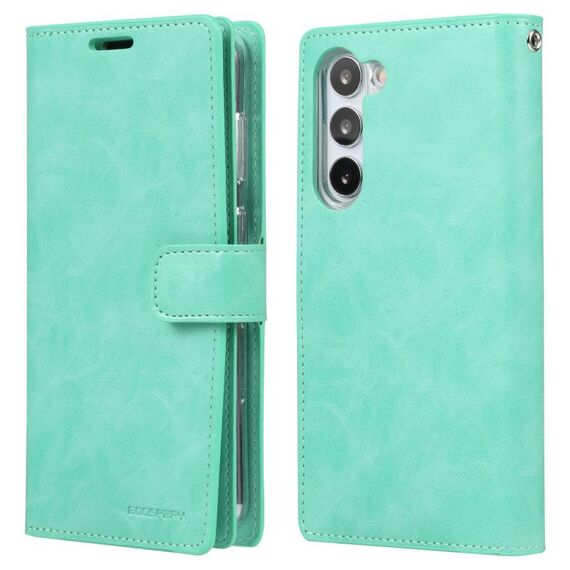 Per Samsung Galaxy S23+ 5G GOOSPERY MANSOOR DIARY Custodia per telefono in pelle con 9 slot per schede (verde menta)