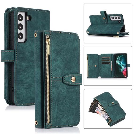 Per Samsung Galaxy S23 5G Dream 9-Card Wallet Zipper Bag Custodia in pelle per telefono (verde)