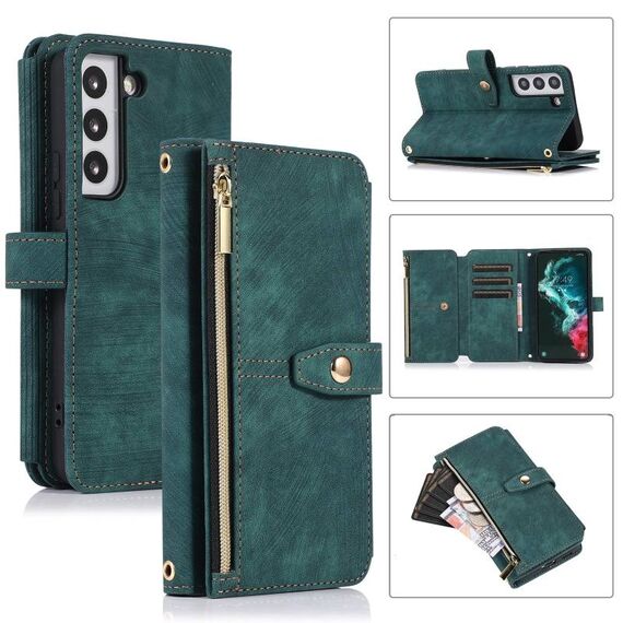 Per Samsung Galaxy S23 + 5G Dream 9-Card Wallet Zipper Bag Custodia in pelle per telefono (verde)