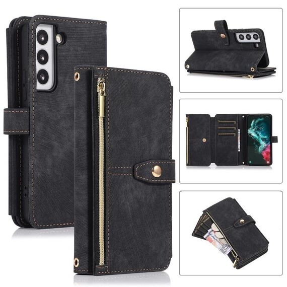 Per Samsung Galaxy S22 + 5G Dream 9-Card Wallet Zipper Bag Custodia in pelle per telefono (nero)