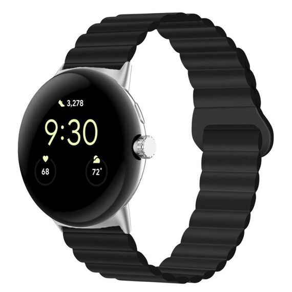 Per Google Pixel Watch Cinturino in silicone magnetico con fibbia inversa (nero)