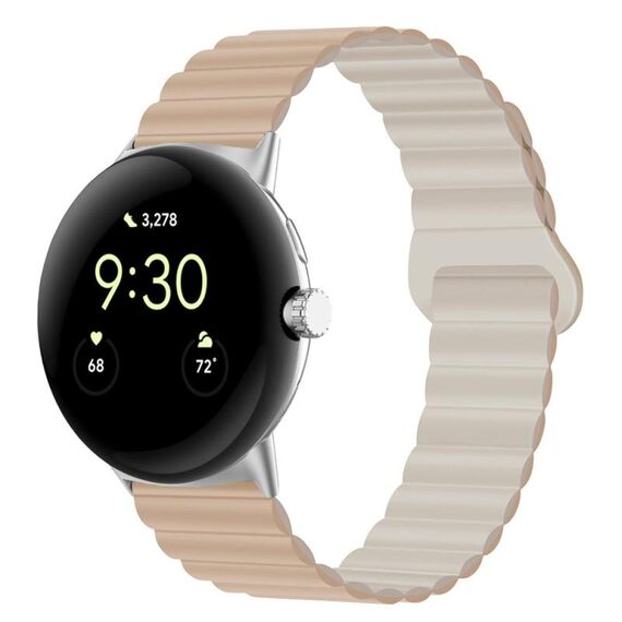 Per Google Pixel Watch Cinturino magnetico in silicone con fibbia inversa (Milk Tea Rock White)