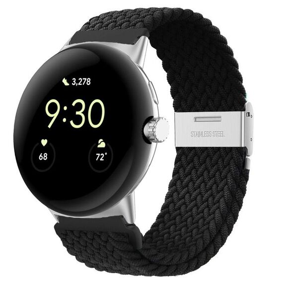 Per Google Pixel Watch cinturino in nylon con fibbia in metallo (nero)