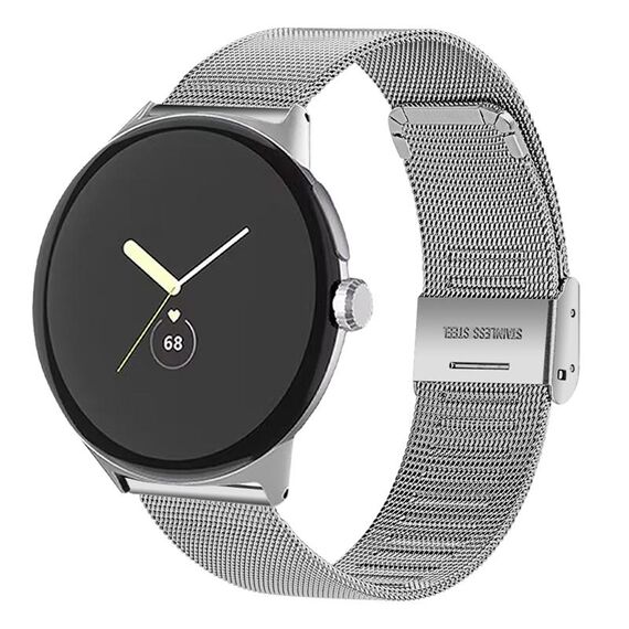 Per Google Pixel Watch Cinturino per orologio in metallo a maglia fine con fibbia Milano (argento)