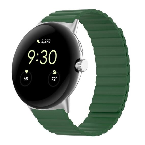 Per Google Pixel Watch Cinturino magnetico in silicone a due sezioni (verde militare)
