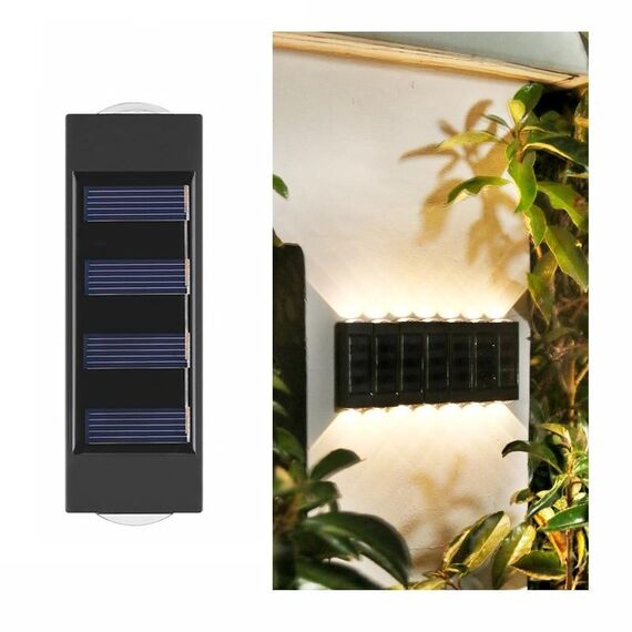 Lampada da parete solare NiMH a 2 LED Faretti a doppia testa impermeabili su e giù per esterni (luce calda)