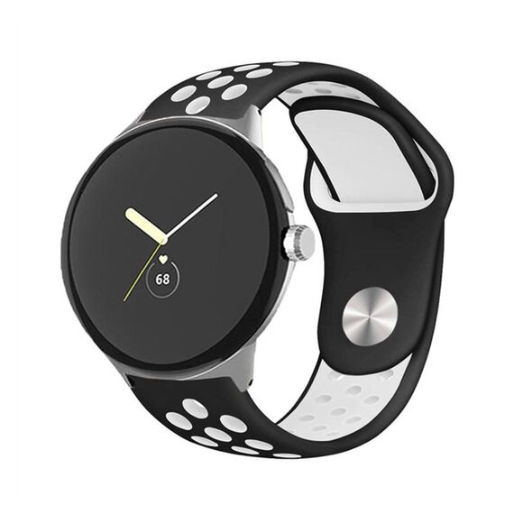 Per Google Pixel Watch Cinturino in silicone con fibbia inversa bicolore (nero bianco)