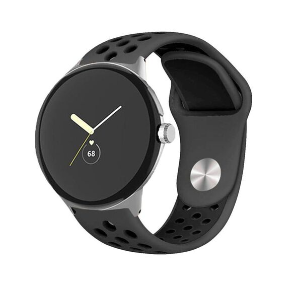 Per Google Pixel Watch Cinturino in silicone con fibbia inversa bicolore (nero nero)
