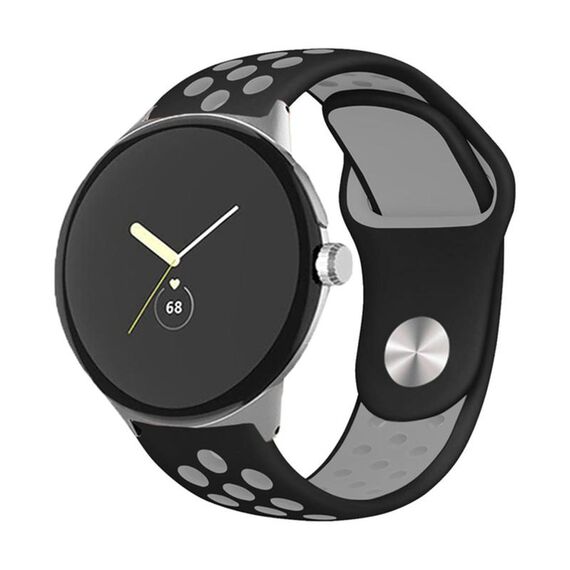 Per Google Pixel Watch Cinturino in silicone con fibbia inversa bicolore (grigio nero)