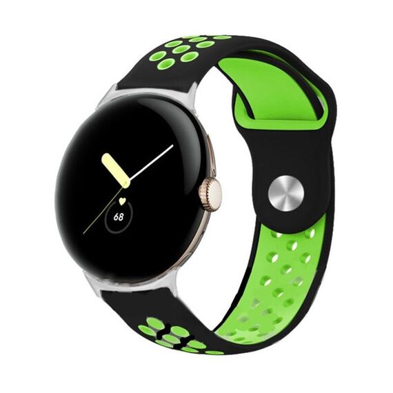 Per Google Pixel Watch Cinturino in silicone con fibbia inversa bicolore (nero verde)