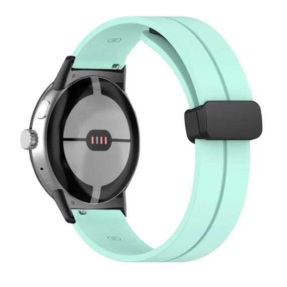 Per Google Pixel Watch Cinturino in silicone con fibbia pieghevole in tinta unita (nero verde menta)
