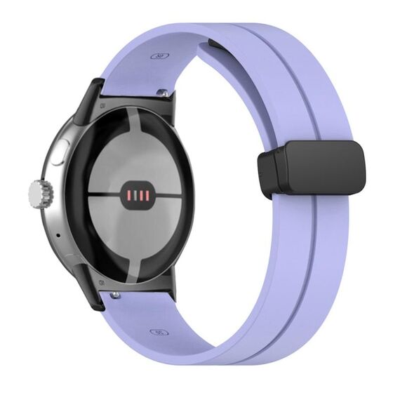 Per Google Pixel Watch Cinturino in silicone con fibbia pieghevole in tinta unita (nero viola chiaro)