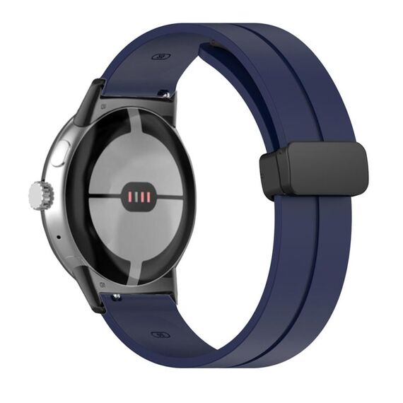 Per Google Pixel Watch Cinturino in silicone con fibbia pieghevole in tinta unita (nero blu notte)