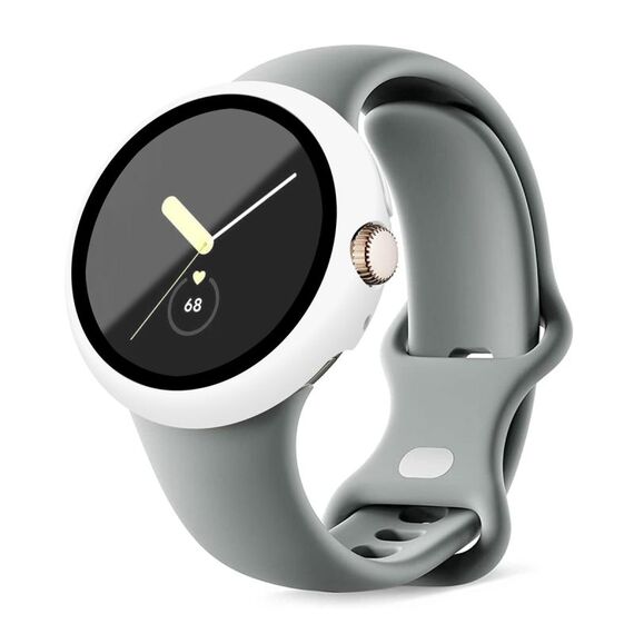 Per Google Pixel Watch Custodia protettiva per orologio integrata con cornice per PC smerigliata (bianca)