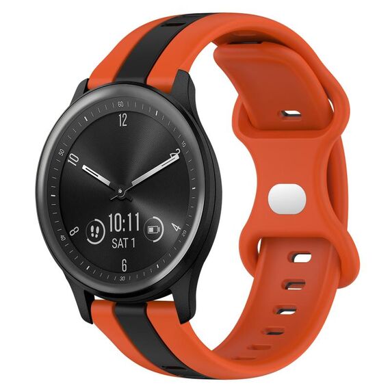 Per cinturino in silicone bicolore con fibbia a farfalla da 20 mm Garmin Vivomove Sport (arancione + nero)