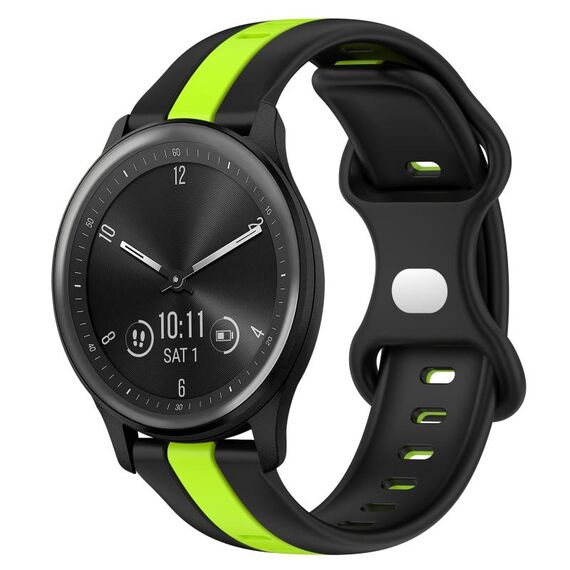 Per cinturino in silicone bicolore con fibbia a farfalla da 20 mm Garmin Vivomove Sport (nero + verde)