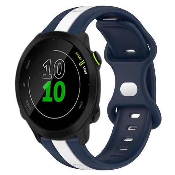 Per Garmin Forerunner 158 Cinturino in silicone bicolore con fibbia a farfalla da 20 mm (bianco + blu)
