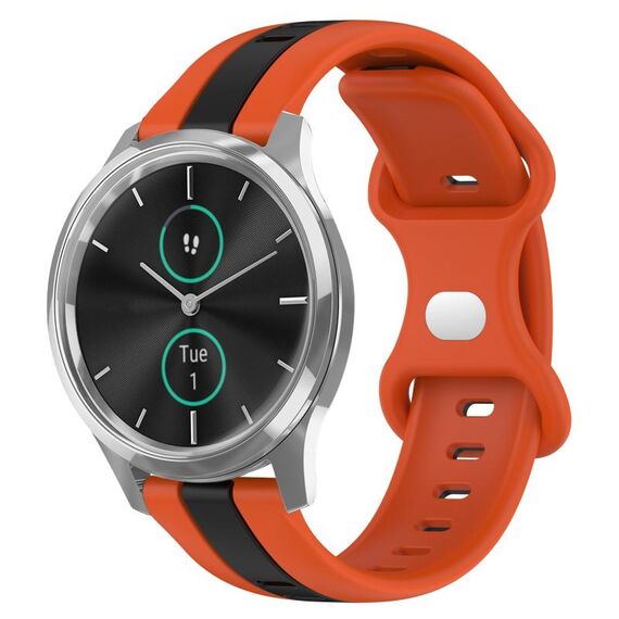 Per cinturino Garminmove Luxe 20mm con fibbia a farfalla in silicone bicolore (arancione + nero)