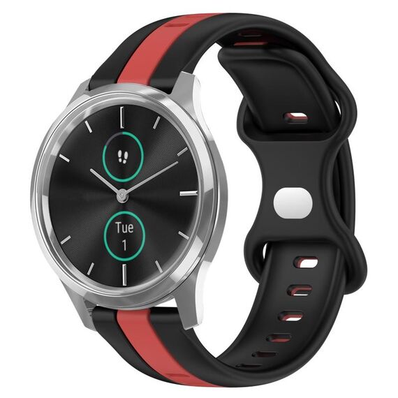 Per cinturino Garminmove Luxe 20mm con fibbia a farfalla in silicone bicolore (nero + rosso)