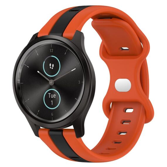 Per Garmin Garminmove Style 20mm Cinturino in silicone bicolore con fibbia a farfalla (arancione + nero)