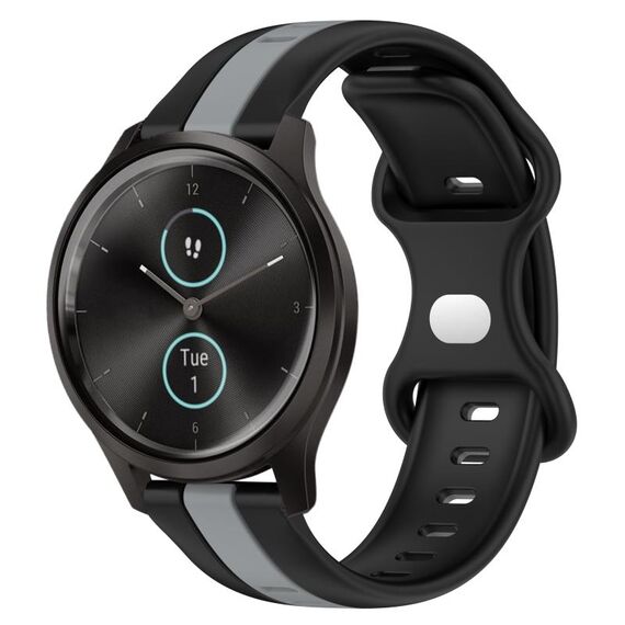 Per Garmin Garminmove Style 20mm Cinturino in silicone bicolore con fibbia a farfalla (nero + grigio)