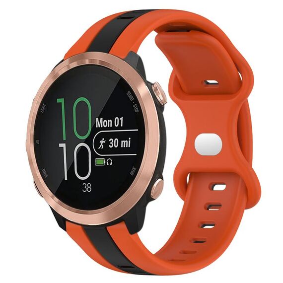 Per Garmin Forerunner 645 Music Cinturino per orologio in silicone bicolore con fibbia a farfalla da 20 mm (arancione + nero)