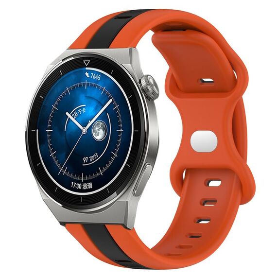 Per Huawei Watch GT3 Pro 43mm 20mm Cinturino in silicone bicolore con fibbia a farfalla (arancione + nero)