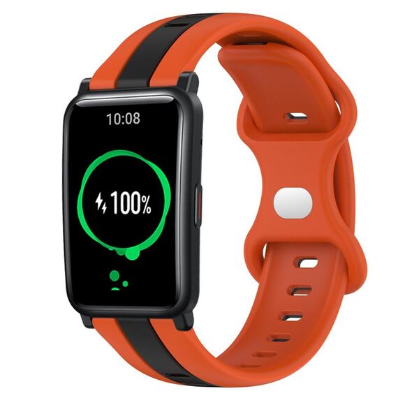 For Honor Watch ES Cinturino in silicone bicolore con fibbia a farfalla da 20 mm (arancione + nero)