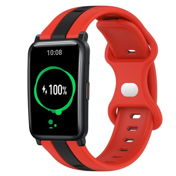 For Honor Watch ES Cinturino in silicone bicolore con fibbia a farfalla da 20 mm (rosso + nero)