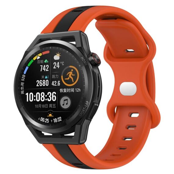 Per Huawei Watch GT Runner 20mm Cinturino in silicone bicolore con fibbia a farfalla (arancione + nero)