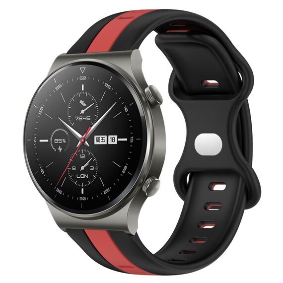 Per cinturino in silicone bicolore con fibbia a farfalla da 20 mm Huawei GT2 Pro (nero + rosso)