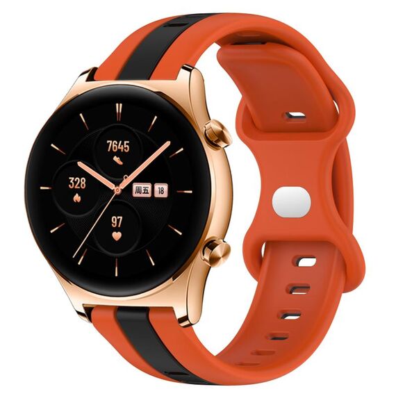 Cinturino per orologio in silicone bicolore con fibbia a farfalla da 20 mm per Honor Watch GS 3 (arancione + nero)