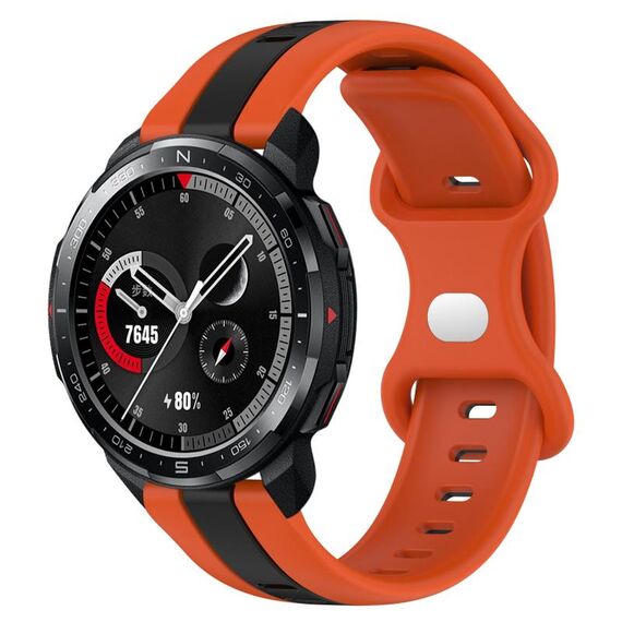 Cinturino per orologio in silicone bicolore con fibbia a farfalla da 20 mm per Honor Watch GS Pro (arancione + nero)